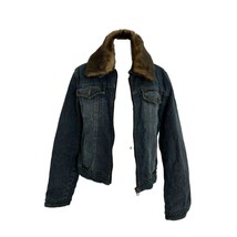 Faded Glory Womens Jacket Jean Size 4 - 6 Denim Blue Faux Fur Removable ... - $11.88