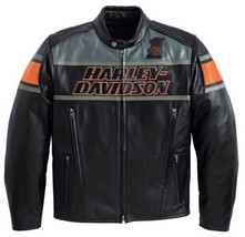 Customized Harley Davidson Men&#39;s Rumble Black Leather Jacket - £172.69 GBP