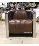 NauticalMart Furniture AC Sofa, Retro Brown TG Leather and Aluminum - $1,999.00