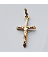 14K YELLOW GOLD CLASSIC TRENDY CRUCIFIX CROSS PENDANT - $216.80 CAD