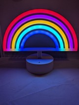 Isaac Jacobs 6.5” x 8.65” LED Neon Rainbow Tabletop Lamp White Base Night Light - £18.20 GBP