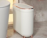 Bathroom Trash Can With Lid, 3.1 Gallon/12 Liter Slim Rubbish Bin Wasteb... - £47.91 GBP