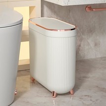 Bathroom Trash Can With Lid, 3.1 Gallon/12 Liter Slim Rubbish Bin Wasteb... - £46.14 GBP