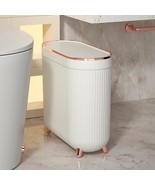 Bathroom Trash Can With Lid, 3.1 Gallon/12 Liter Slim Rubbish Bin Wasteb... - £48.87 GBP