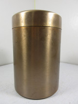 Vintage Brass Copper Humidor Cork Lined Aztec Clay Cigar Humidifier Cont... - $19.75