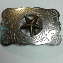 Texas Lone Star Belt Buckle Floral Engraving Vintage - £31.87 GBP