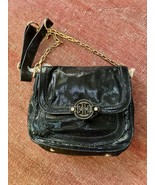 Tory Burch Glossy Flaptop Crossbody Black Leather Logo Shoulder Bag Purs... - $6,626.52 MXN