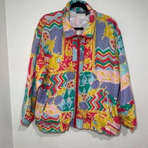 Multicolor Silk Ladies Zip Jacket Size L 80&#39;s Windbreaker Tracksuit Vint... - €30,04 EUR