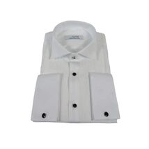 Men CEREMONIA Formal Cotton Shirt Wingtip Slim Fit Turkey #ATP 13 White image 2