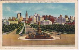 Pennsylvania Postcard Philadelphia Parkway From Art Museum Toward City Hall - £1.69 GBP