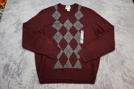 Dockers Sweater Men Small Mahogany Maroon Argyle Long Sleeve V-Neck Casu... - $30.67