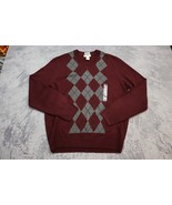 Dockers Sweater Men Small Mahogany Maroon Argyle Long Sleeve V-Neck Casu... - £24.15 GBP