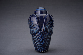 Handmade Cremation Urn for Ashes &quot;Wings&quot; - Large | Cobalt Metallic | Ceramic - £335.72 GBP+