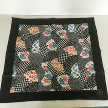 Vintage bandana neckerchief scarf black white floral print patchwork look  - £26.69 GBP