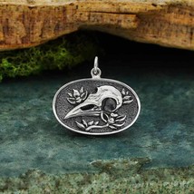 Sterling Silver Flower and Raven Skull Pendant 20x23mm - £31.53 GBP