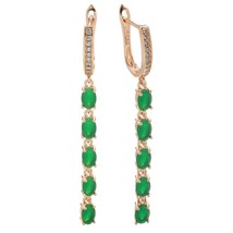 Kienl New Trend Vintage Long Tassel Earring 585 Rose Gold With Green Natural Zir - £10.27 GBP