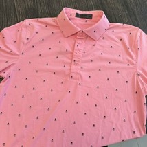 G/Fore Skulls Sketch Polo Shirt Logo Performance Short Sleeve Pink Golf Sz M - £34.93 GBP