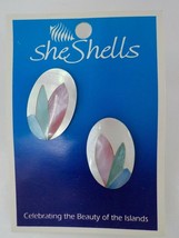 She Shells Oval Post Earrings Women Pastel Fashion Jewelry Beauty Of The Islands - £15.97 GBP