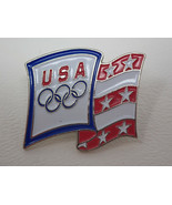 USA Waving Olympic Rings Pin Vintage Red white Blue Metal Enamel - £7.41 GBP