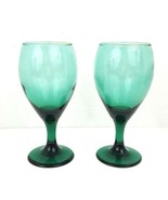 Vintage Libbey Juniper Green Wine Glasses 8 Oz Set Of 2 Teardrop - $329.46 MXN
