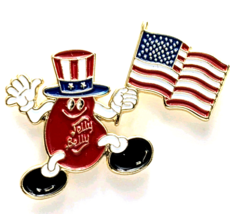Jelly Belly USA Flag Pin Patriotic Candy Mascot Uncle Sam Hat Red White ... - $12.99