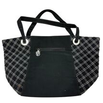 Vera Bradley Black Microfiber Spectator Quilted Tote Bag With Grommet Ha... - $14.40