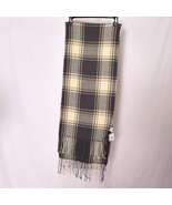 Plaid Scarf with Fringe Grey &amp; Tan - £11.99 GBP