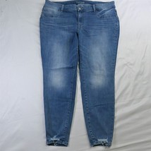 Maurices 24W Mid Rise Skinny Raw Hem Light Wash Stretch Denim Jeans - £14.25 GBP