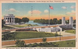 Vincennes Indiana IN Clark Memorial Lincoln Bridge Plaza 1945 Olney Postcard C55 - £2.39 GBP