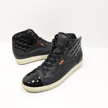 ECCO Soft 7 Quilted High Top Shoe Womens 38 Black Leather Sneaker Comfor... - $22.49