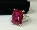 7.00 Ct Emerald Cut Natural Ruby &amp; Diamond Wedding Ring 925 Sterling Sil... - $108.46