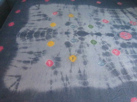 Indigo Tie Dye Muslin Tapestry Fractal Spheres Print Coverlet Bedspread 105 X 68 - £18.60 GBP