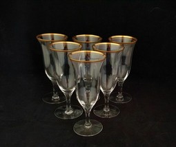 Gold Rim Optic Bowl Parfait or Cocktail Glasses (6) Vintage Elegant Glass - $29.69