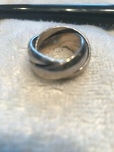 Vintage Sterling silver Mexico smooth  triple rings 7.5 in entwined trinity 925 - £48.88 GBP