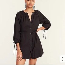 J.Crew Tie-sleeve Button-Front Dress in Cotton Poplin Black XXS NWT - $938.36 MXN