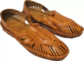 Mens Kolhapuri Leather chappal handmade HT60 Flat Jesus Sandals US size 7-12 - £35.91 GBP