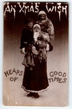 Santa Claus Christmas Postcard X-mas Wish Heaps Of Good Times Old World Rob Kids - £33.30 GBP