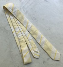 Skinny Tie Yellow White Stripes Cotton 80s 90s - $180.84 MXN