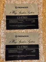 2 Vintage Pioneer  Labels / Stickers For Model  CS-F7001 Speaker System - $7.59