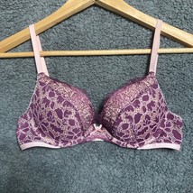 Victoria Secret Dream Angels Push Up T-Shirt Purple Pink Lace Underwire Bra 32B - £10.26 GBP