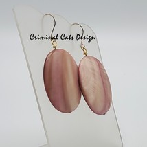 Mother of Pearl Earrings in Mauve with Bronze Hooks, Hand Made  image 3