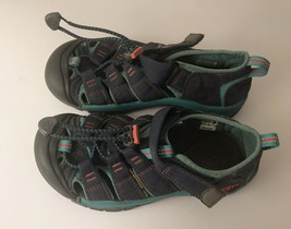 KEEN Turquoise Gray Waterproof Sandals Girls Sz 1 Pull String Hook Loop Closure  - £10.15 GBP
