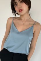 Summer Silky V-Neck Sleeveless Party Tank Top Sleeveless Summer Top US0-US12 image 4