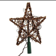 Natural Rattan Star Light Up Christmas Tree Topper Holiday Decoration - £9.84 GBP