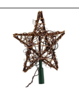 Natural Rattan Star Light Up Christmas Tree Topper Holiday Decoration - $242.33 MXN