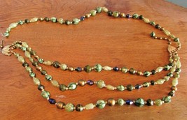 Vintage Woven Seed Bead Necklace Choker Style Green Brown - £8.63 GBP