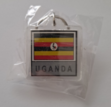 Uganda Key Chain Country Flag Plastic 2 Sided Key Ring - $5.86