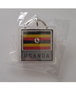 Uganda Key Chain Country Flag Plastic 2 Sided Key Ring - £4.60 GBP