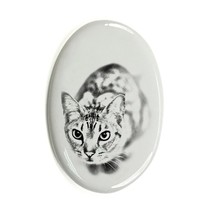 Ocicat - Gravestone oval ceramic tile with an image of a cat. - £7.98 GBP