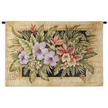 54x35 TROPICAL FLOWERS Floral Bamboo Tapestry Wall Hanging - £124.30 GBP